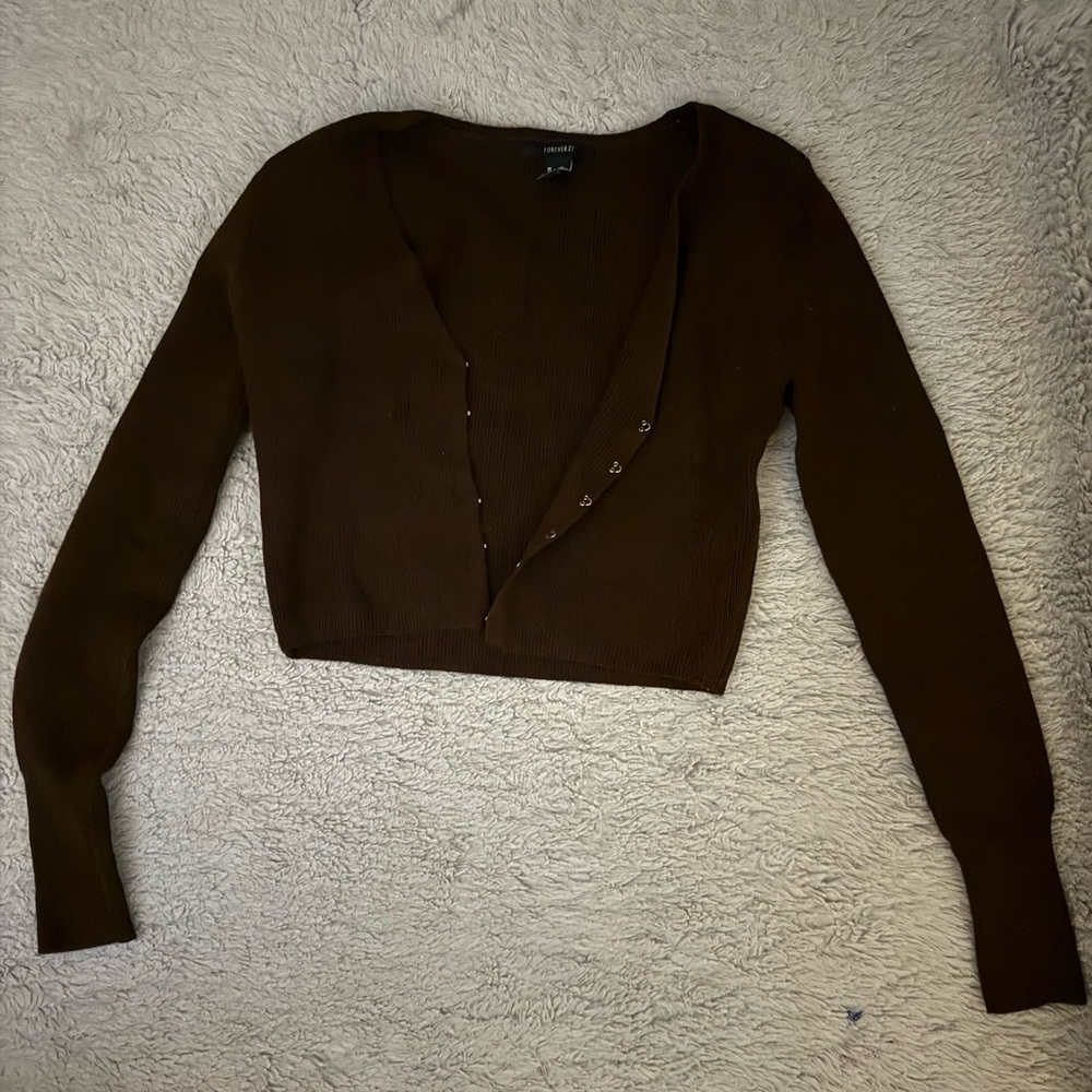 Brown Wool Cardigan Sweater